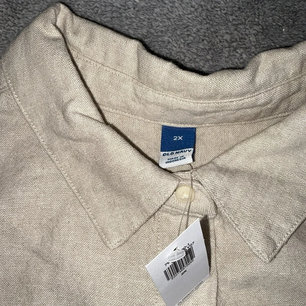 Men's‎ Old Navy Linen Blend Button Up Short Sleeve Shirt 2XL - Picture 3 of 7